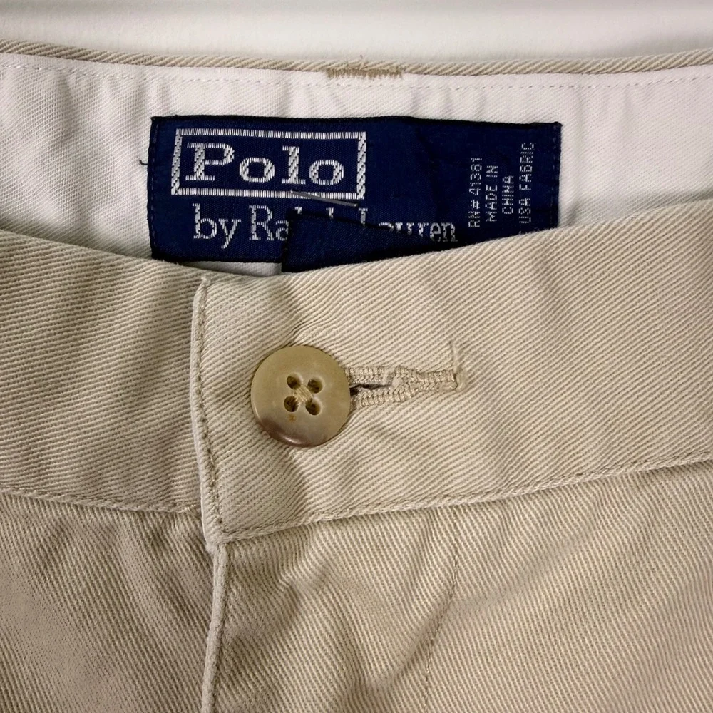 Polo Ralph Lauren Hammond Pant Mens 35x30 Beige Pleated Front Classic Chino Cuff